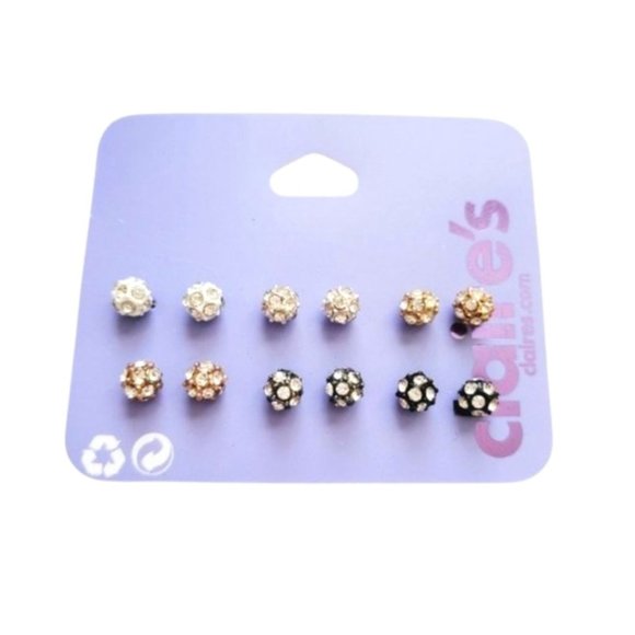 Claire’s NWT Rhinestone Round Earrings Set - Picture 1 of 2